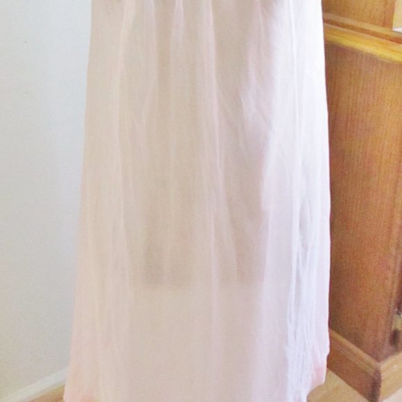 Vintage Kayser Women's Chiffon Short Negligee Nightgown, Peach, Cream Lace, P - Picture 3 of 12